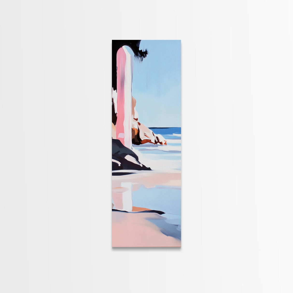 Cliffside, Ocean Horizon, Tranquil Seascape, Minimalist, Soft Pastel, Coastal Aesthetic, Serene Nature, Canvas Print