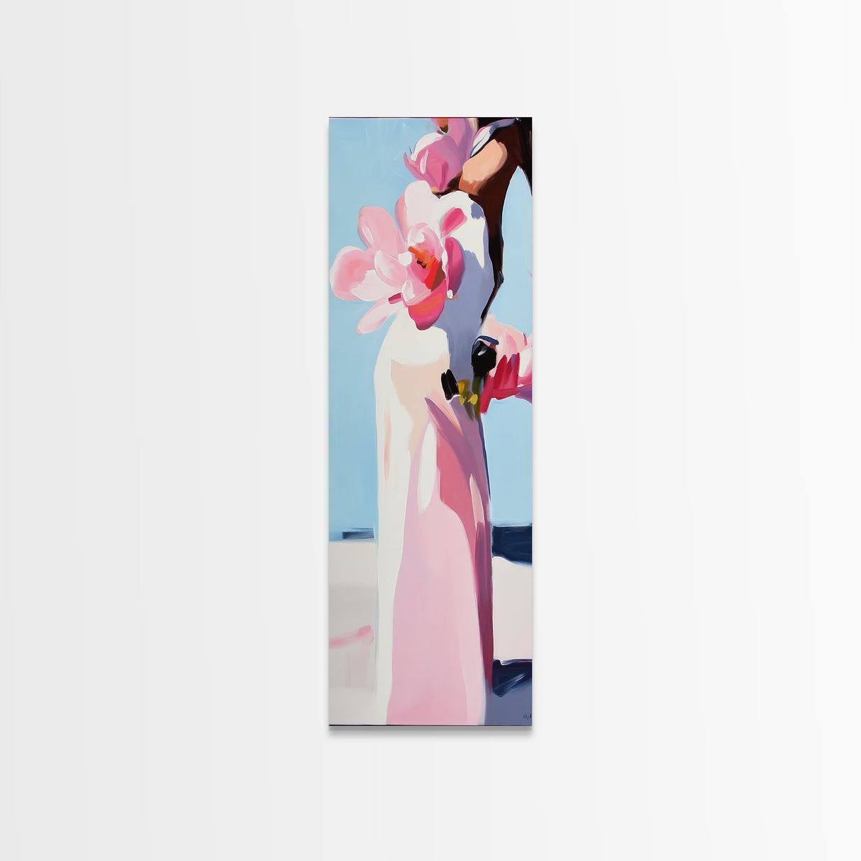 Floral Vase, Pink Magnolia, Modern Impressionist, Canvas Print, Botanical Wall Art, Elegant Decor, Bedroom Art, Feminine Aesthetic