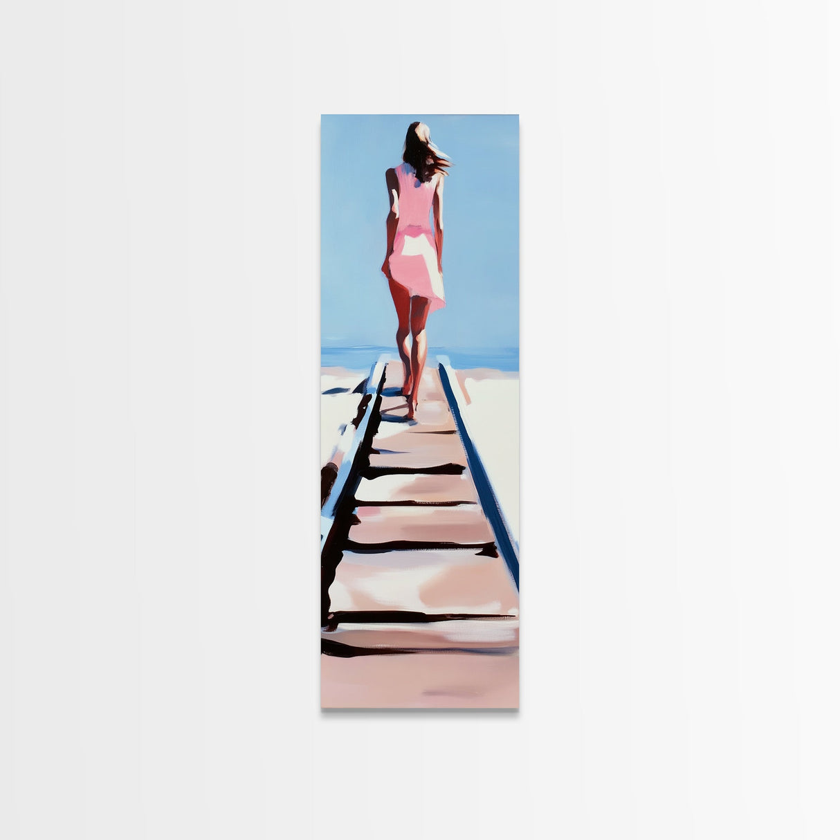 Walk to the Sea, Serene Beach Path, Minimalist Coastal Art, Canvas Print, Ocean Wall Art, Pastel Tones, Relaxing Home Decor