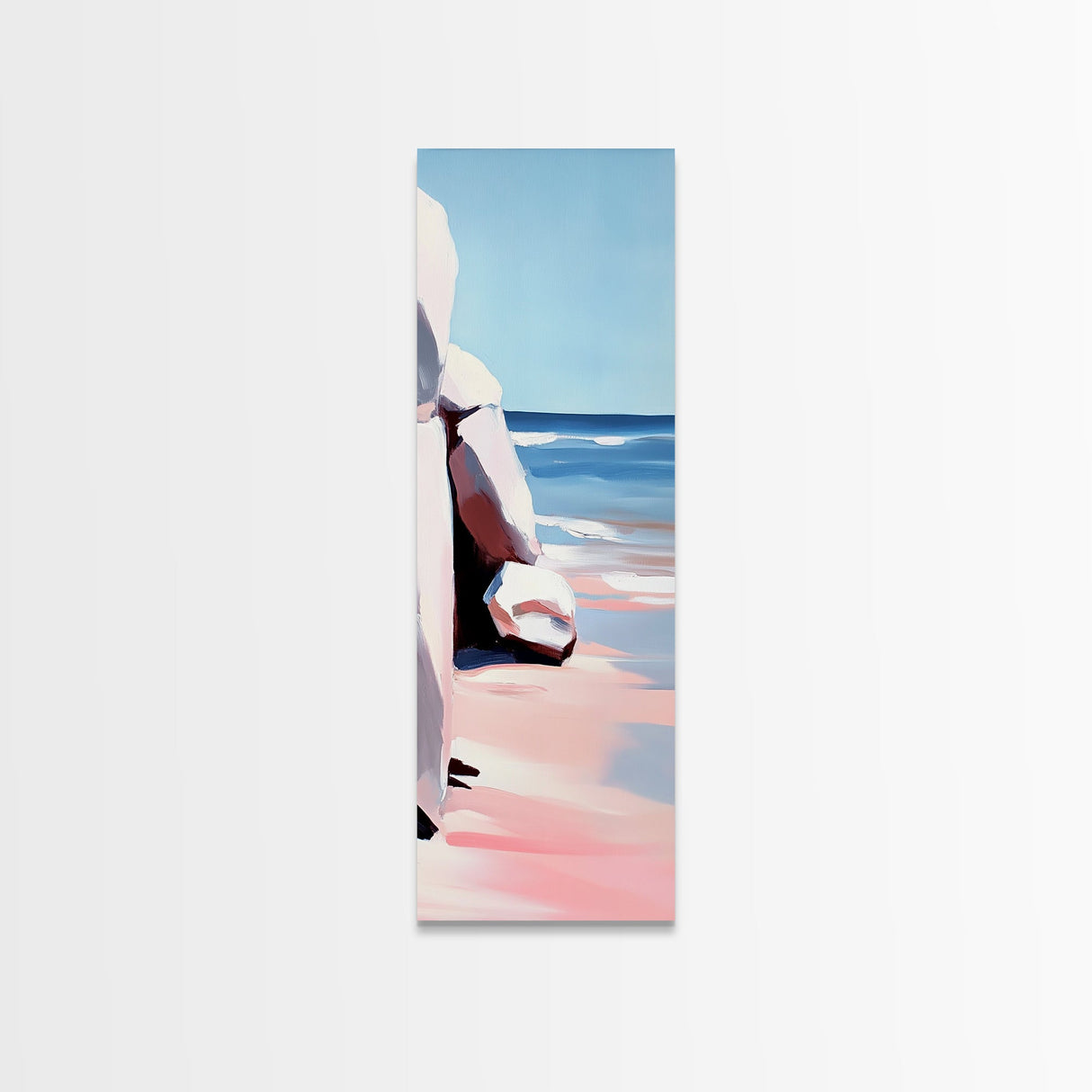 Coastal Rocks, Ocean Landscape, Beach House Wall Art, Minimalist Seascape, Relaxing Decor, Nature Painting, Canvas Print
