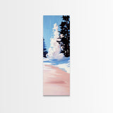 Winter Landscape, Snowy Trees, Blue Sky, Framed Canvas Print, Minimalist Art, Modern Decor, Living Room Wall Art, Christmas Aesthetic