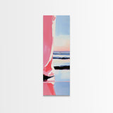 Pink Horizon, Coastal Sunrise, Minimalist Beach Painting, Abstract Seascape Art, Contemporary Pastel Wall Decor, Canvas Print, Office Wall Art
