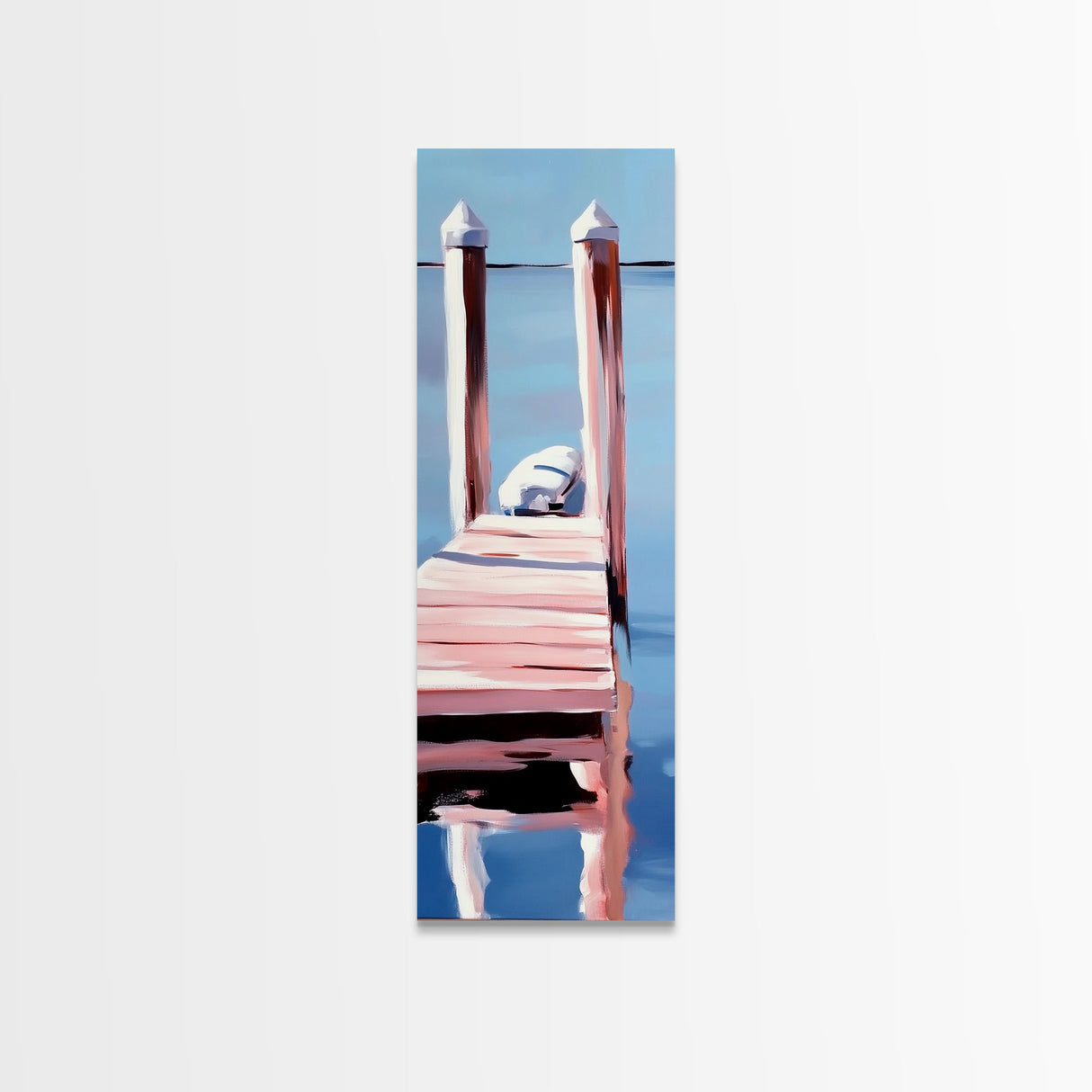 Dock Reflection, Calm Waters, Nautical Aesthetic, Serene Landscape, Coastal Home Decor, Minimal Framed Canvas Print, Tranquil Vibes