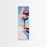 Cherry Blossom Tree, Serene Landscape Painting, Romantic Pink Art, Tranquil Nature Decor, Spring Home Decor, Framed Canvas Print