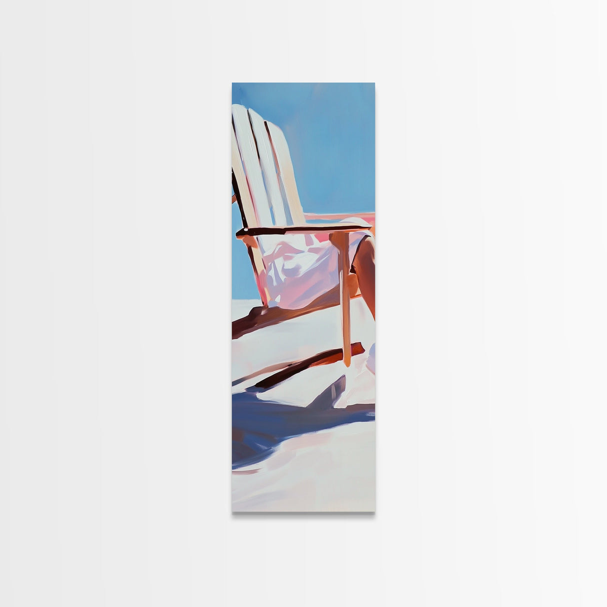 Beach Chair Relaxation, coastal art, summer vibes, minimalist beach painting, modern wall decor, living room art, framed canvas print
