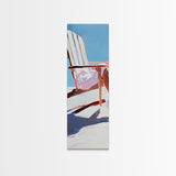 Beach Chair Relaxation, coastal art, summer vibes, minimalist beach painting, modern wall decor, living room art, framed canvas print