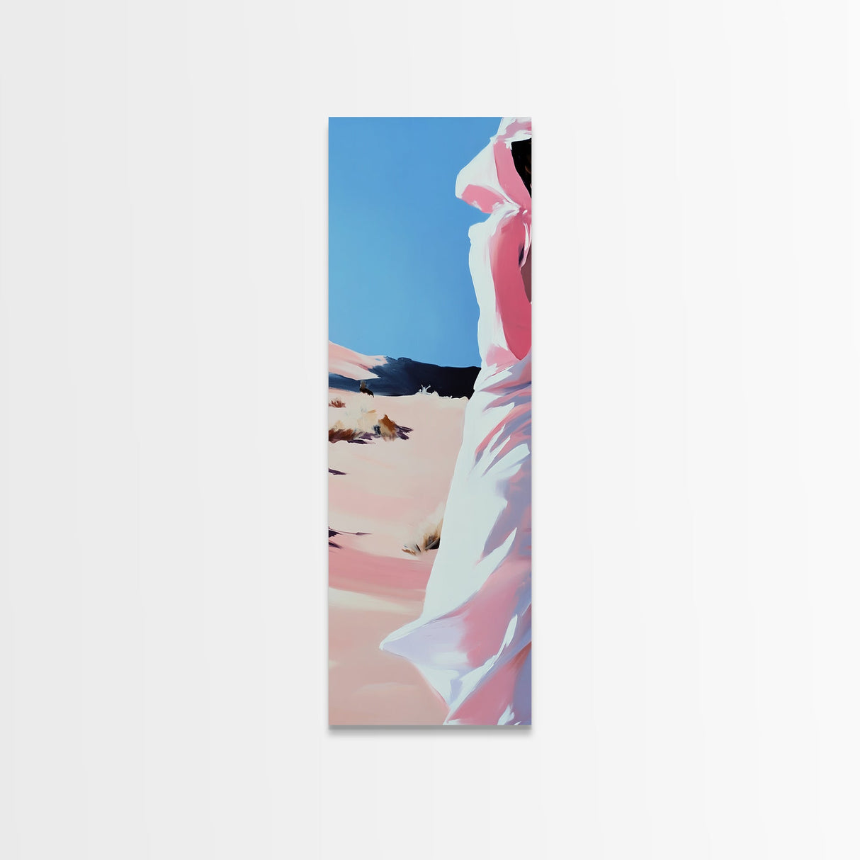 Desert Walk, Fashion Wall Art, Minimalist Figure Print, Warm Tones, Neutral Wall Decor, Modern Aesthetic, Framed Canvas Print
