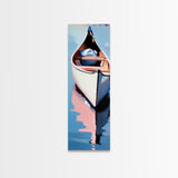 Canoe on Water, peaceful lake scene, wilderness art, adventure painting, modern minimalism, nature lover’s decor, framed canvas print