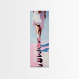 Elegant Walking Art, Minimalist Fashion, Dreamy Pastel Print, Framed Canvas Print, Modern Aesthetic, Bedroom Wall Art, Stylish Home Decor