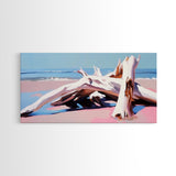 Driftwood Painting, Coastal Beach Art, Nautical Wall Decor, Ocean Aesthetic, Seaside Home Artwork, Rustic Coastal Canvas Print