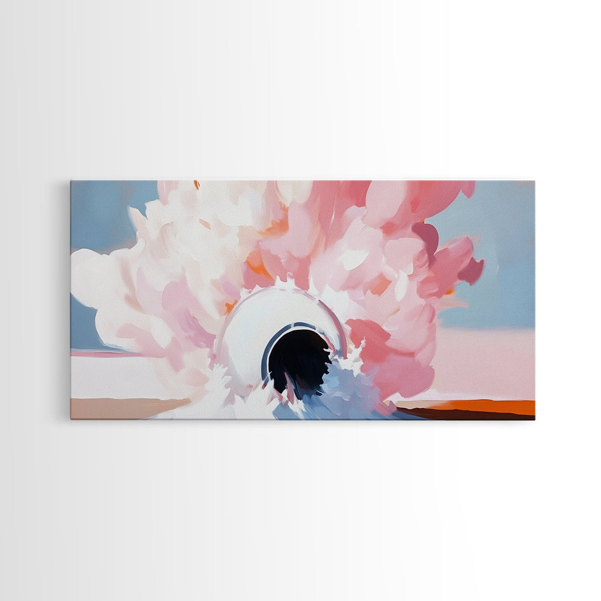 Abstract Explosion, Pink Cloud Art, Surreal Dreamy Painting, Modern Pastel Wall Decor, Whimsical Home Aesthetic, Framed Canvas Print