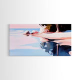 Serene Lake Reflection, Tranquil Water Scene, Minimalist Landscape, Framed Canvas Print, Living Room Wall Art, Coastal Wall Decor