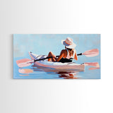 Kayaker, Summer Adventure, Water Sports Art, Canvas Print, Minimalist Wall Decor, Coastal Home Art, Boho Beach Painting, Modern Artwork