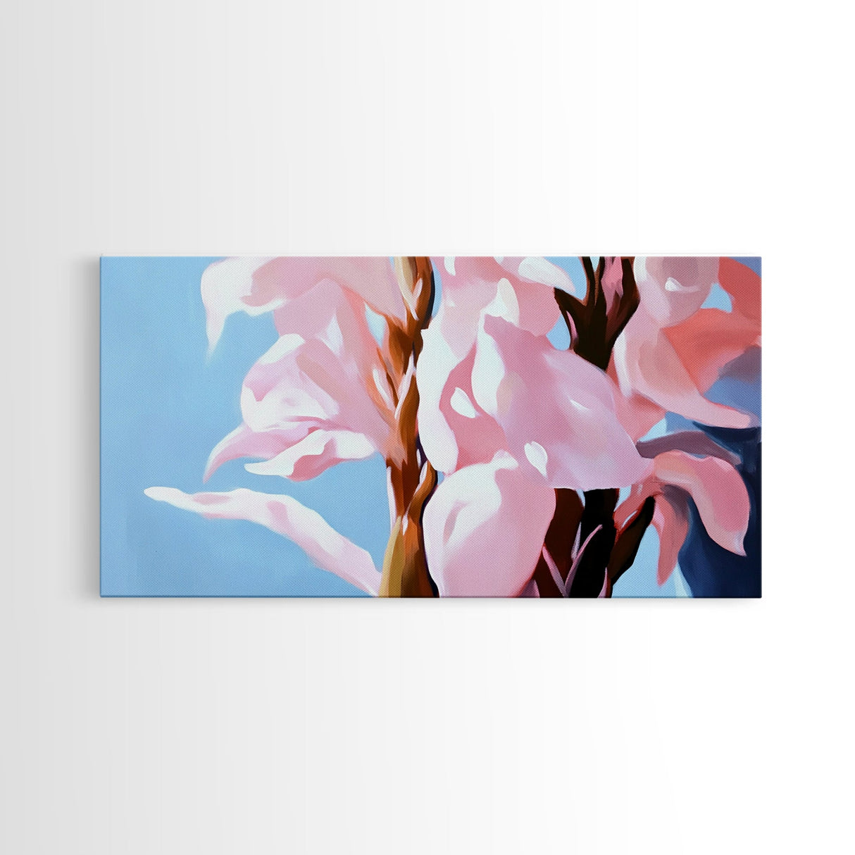 Pink Flowers, Floral Art, Nature Painting, Canvas Print, Spring Wall Decor, Botanical Artwork, Bedroom Decor, Minimalist Pastel Painting
