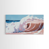 Ocean Wave, Surreal Seascape, Coastal Energy, Beach House Wall Art, Modern Nautical Decor, Blue and Pink Aesthetic, Canvas Print