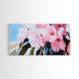 Pink Cherry Blossoms, Floral Wall Art, Romantic Botanical Print, Spring Bloom Decor, Nature-Inspired Aesthetic, Bedroom Framed Canvas Print