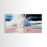 Ocean Waves Splash, Coastal Surf Print, Dynamic Beach Wall Art, Nautical Seaside Decor, Modern Blue Aesthetic, Bathroom Canvas Print