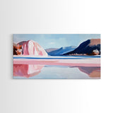 Lake Mountains, Reflections, Canvas Print, landscape art, nature painting, boho wall decor, peaceful mountain view, contemporary scenery