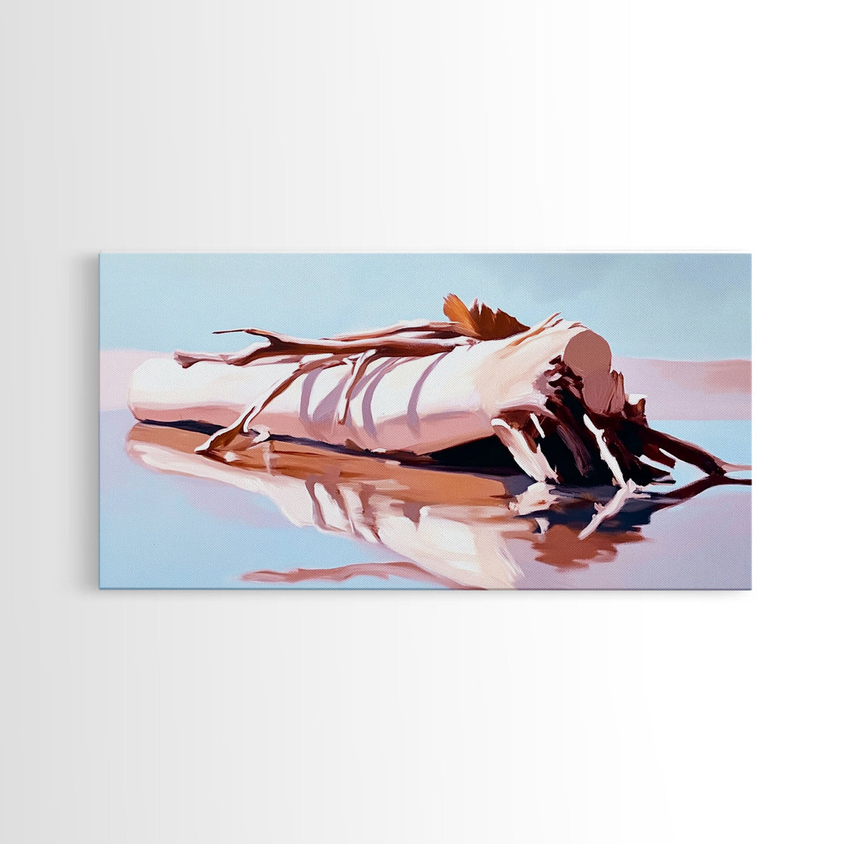 Driftwood Reflection, Coastal Wall Art, Beach House Decor, Nature-Inspired, Neutral Art, Minimalist Style, Canvas Print, Living Room