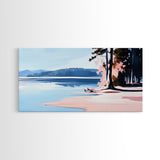 Sandy Shore, Coastal Landscape, Ocean Serenity, Nature Wall Art, Beach Vibes, Nautical Home, Modern Abstract, Framed Canvas Print