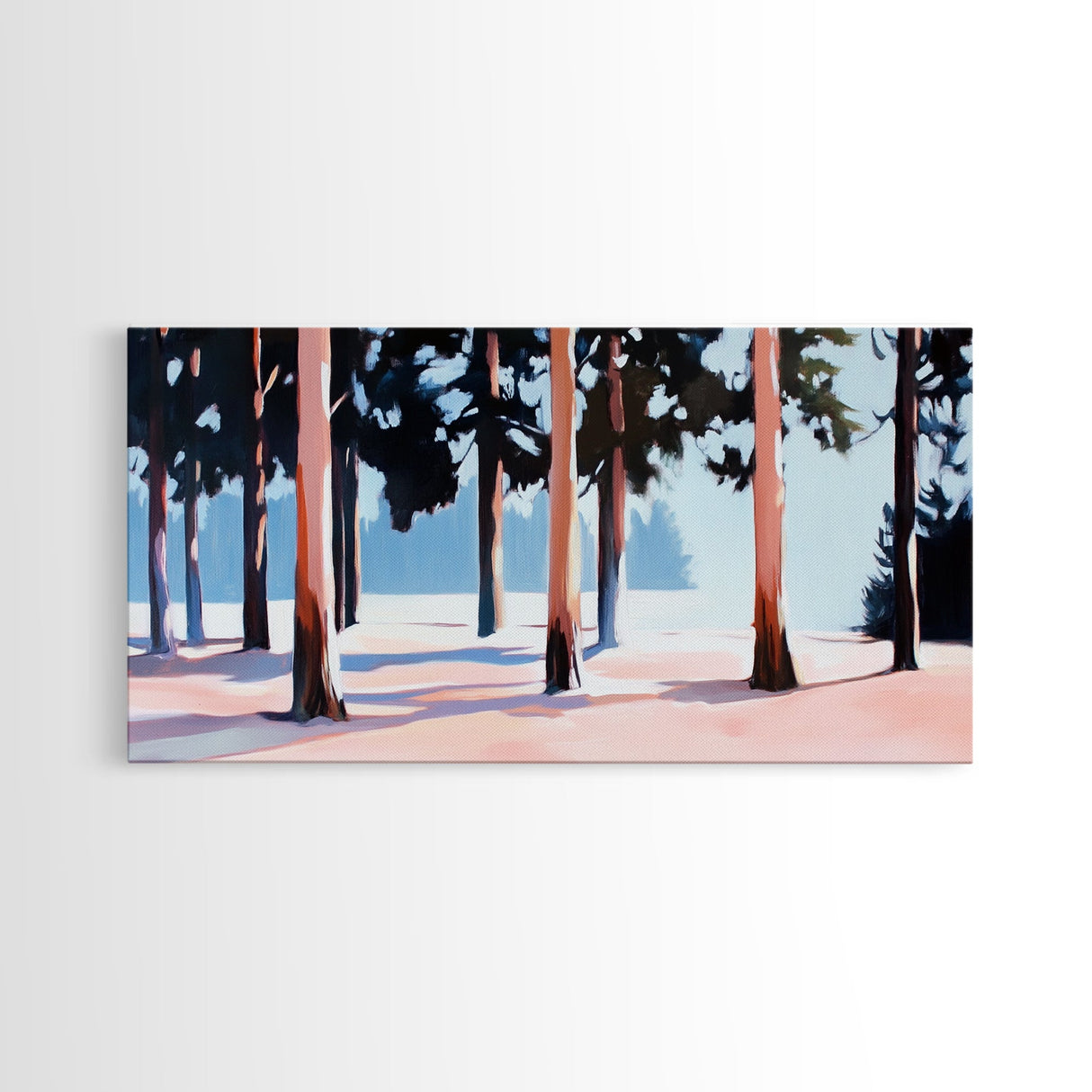 Winter Forest, Snowy Trees, Tranquil Wall Art, Framed Canvas Print, Nature Inspired, Cozy Home Decor, Serene Landscape, Rustic Living Room