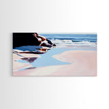 Ocean Shore, Tranquil Seascape Art, Pink Blue Horizon, Serene Beach Wall Decor, Relaxing Coastal Aesthetic, Canvas Print