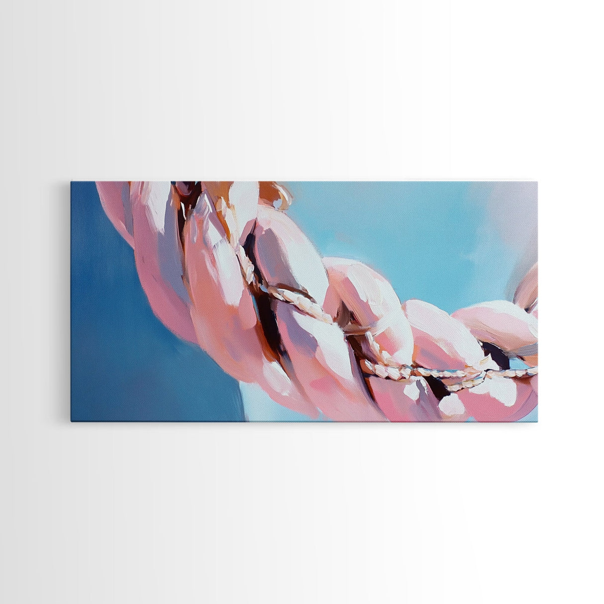 Shell Necklace, Coastal Boho, Canvas Print, Nautical Decor, Ocean Aesthetic, Minimalist Beach Art, Serene Wall Art, Bathroom Wall Art