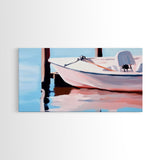 Sailboat Tranquility, Nautical Art, Minimalist Boho, Blue Coastal Decor, Calm Water Reflection, Serene Aesthetic, Canvas Print, Entryway