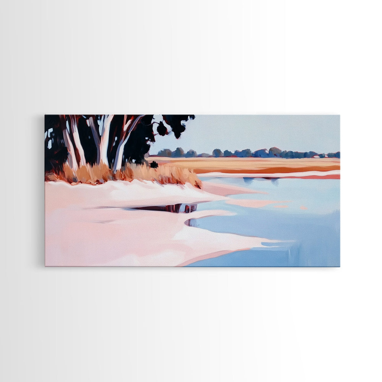 Marsh Landscape, Seaside Escape, Nature Painting, Calm Aesthetic, Framed Canvas Print, Coastal Wall Art, Living Room Decor, Fall Landscape