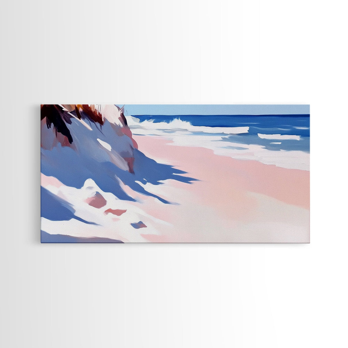 Ocean Waves, Coastal, Abstract, Canvas Print, Beach Wall Art, Living Room Decor, Modern Seascape, Blue and White, Nautical Theme