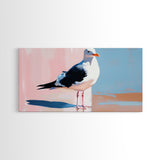 Seagull, Coastal, Nautical, Canvas Print, Beach House Wall Art, Nature Inspired, Minimalist Bird Painting, Oceanfront Home Decor