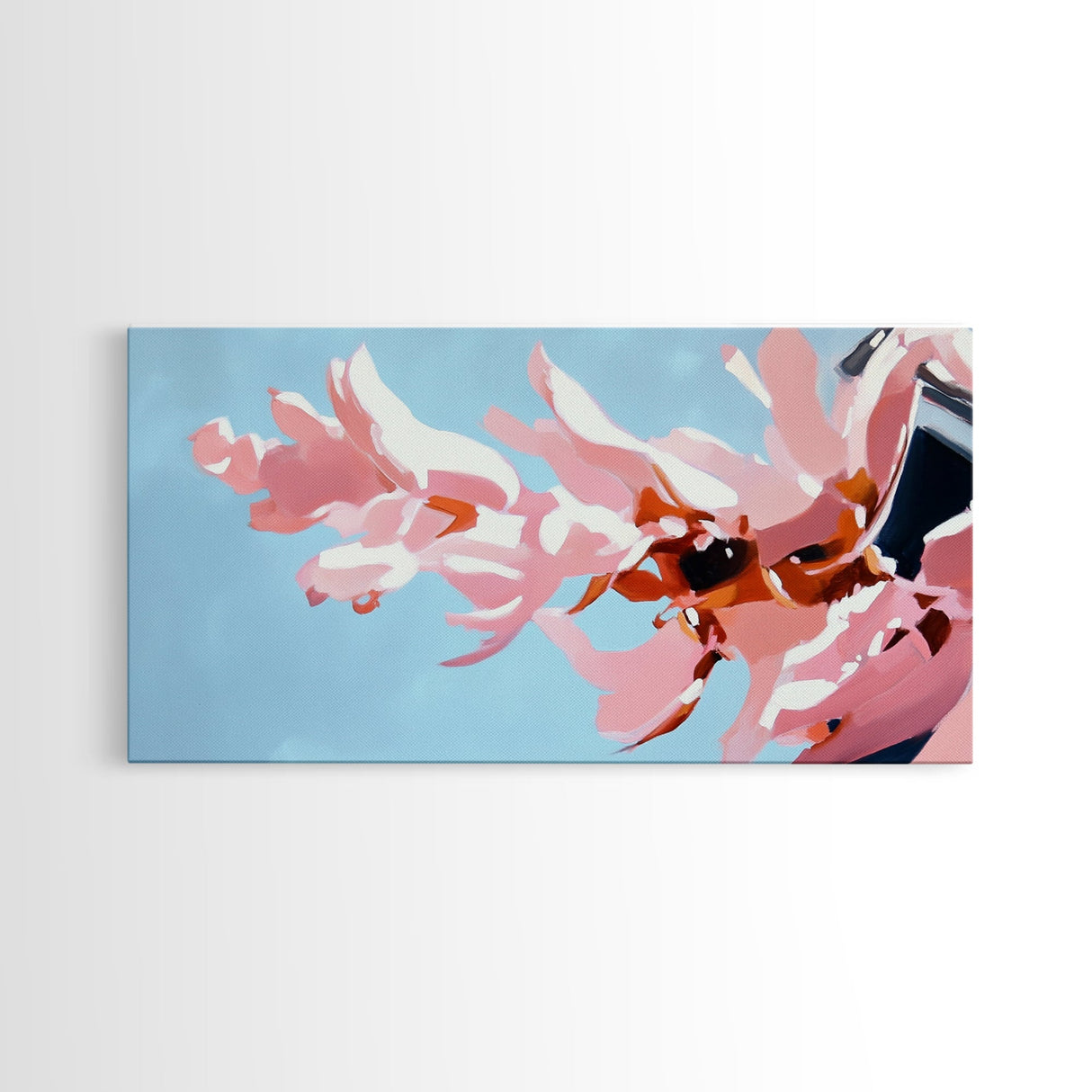 Pink Floral, Abstract Flowers, Modern Botanical, Pastel Wall Art, Minimalist Decor, Bedroom Wall Art, Framed Canvas Print, Feminine Aesthetic