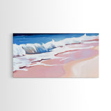 Pink Waves, Ocean Painting, Coastal Home Decor, Beach Wall Art, Summer Aesthetic, Minimalist Seascape, Canvas Print, Nautical Theme