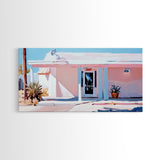 Pink Desert, Midcentury House, Southwest Art, Boho Wall Decor, Modern Pastel Painting, Framed Canvas Print, Minimalist Home Decor