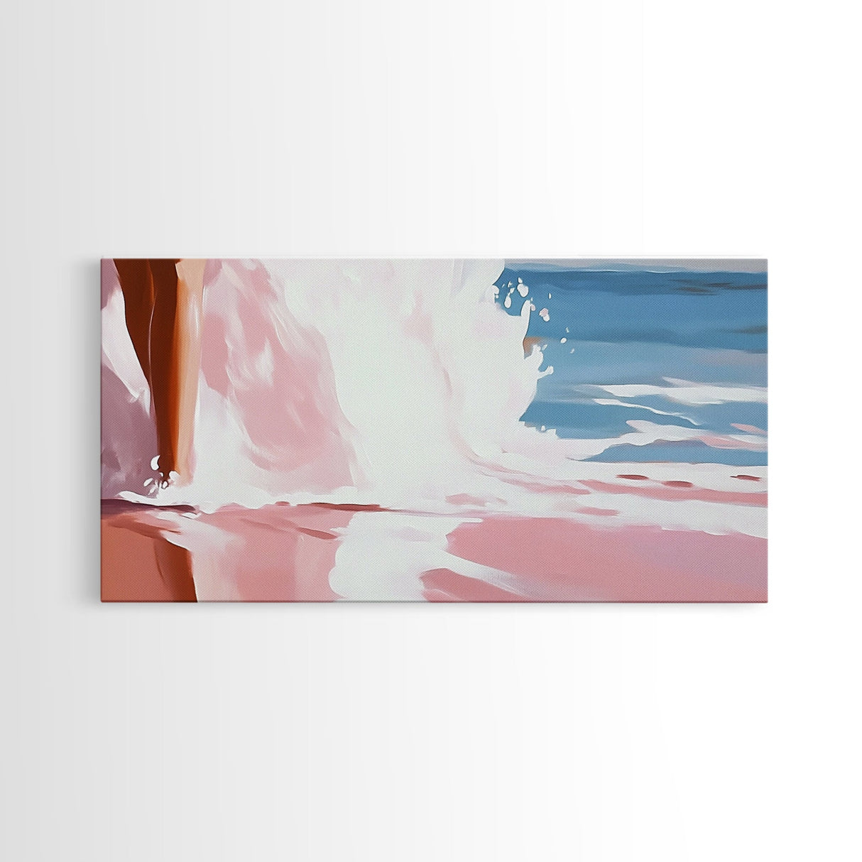 Ocean Waves, Beach Painting, Coastal Decor, Relaxing Seascape, Minimalist Artwork, Bathroom Wall Art, Framed Canvas Print, Tropical Aesthetic
