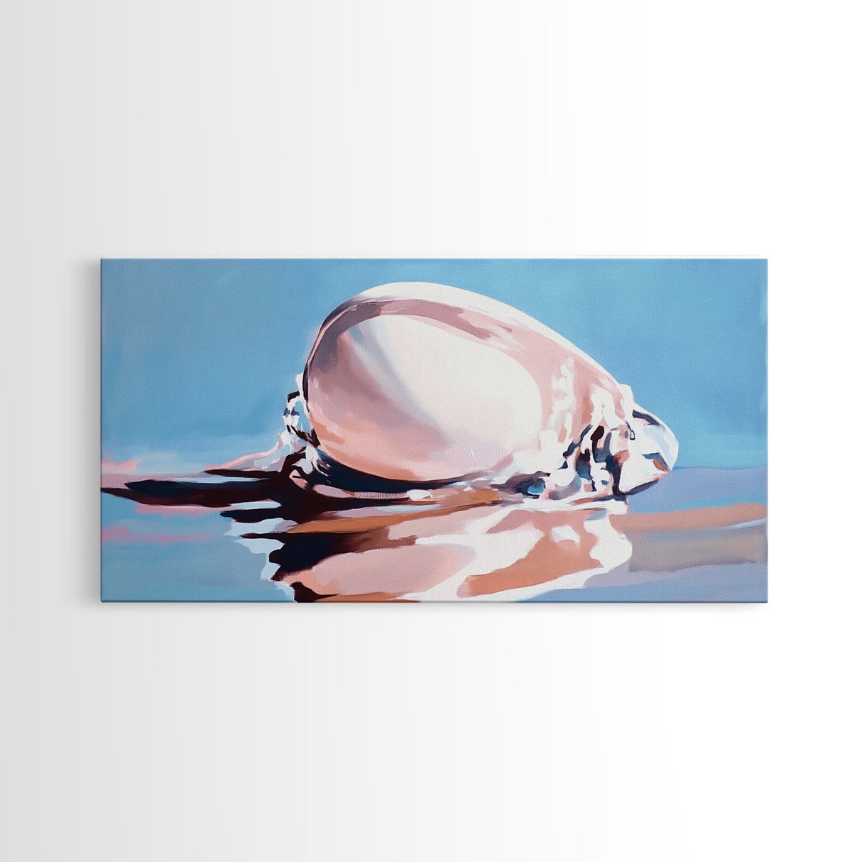 Sea Shell, Coastal Art, Beach House Wall Decor, Canvas Print, Nautical Painting, Minimalist Seaside Art, Bedroom Wall Decor