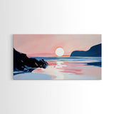 Dreamy Sunset, Coastal View, Framed Canvas Print, Serene Seascape, Beach House Decor, Modern Ocean Art, Calming Home Aesthetic