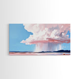 Rainstorm Horizon, Sky Art, Framed Canvas Print, Nature Wall Decor, Dreamy Landscape, Pastel Cloud Painting, Modern Home Vibes