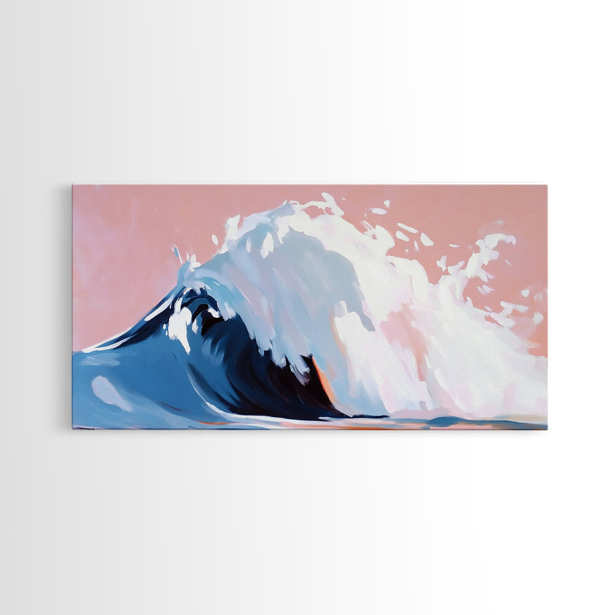 Blush Wave, Ocean Spray, Framed Canvas Print, Coastal Art, Modern Beach Decor, Serene Seascape, Surfer Aesthetic, Pastel Painting