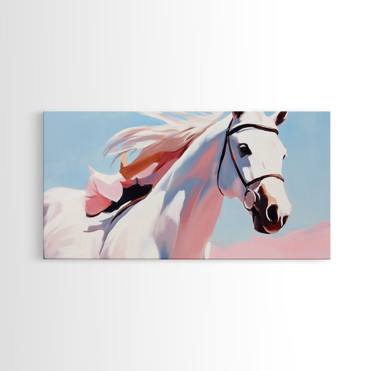 Wild Horse, Equestrian Art, Western Decor, Boho Wall Art, Pastel Painting, Framed Canvas Print, Bedroom Art, Farmhouse Aesthetic