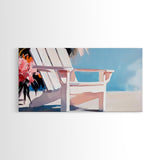 Beach Chair, Summer Relaxation, Coastal Outdoor Art, Vacation Aesthetic, Tropical Home Decor, Minimalist Pastel, Canvas Print, Patio