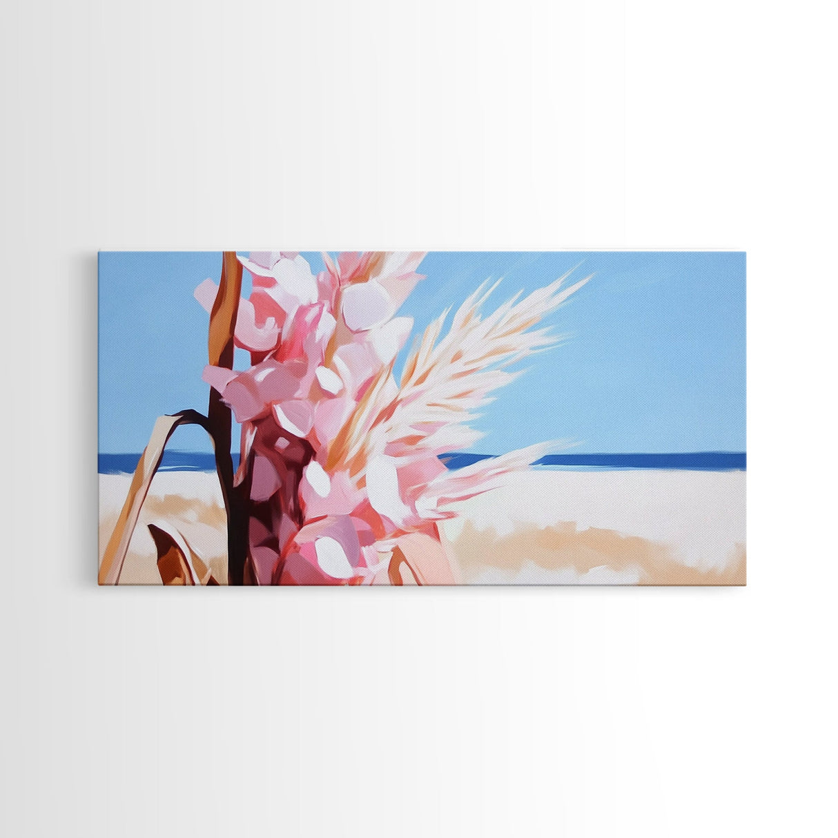 Wildflowers, Coastal Bloom, Boho Floral Art, Ocean Inspired Print, Modern Nature Wall Art, Soft Pastel Aesthetic, Canvas Print