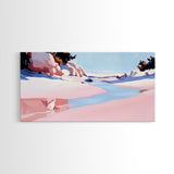 Desert River, Pastel Landscape, Western Aesthetic, Minimalist Nature Art, Boho Home Decor, Serene Wall Art, Framed Canvas Print