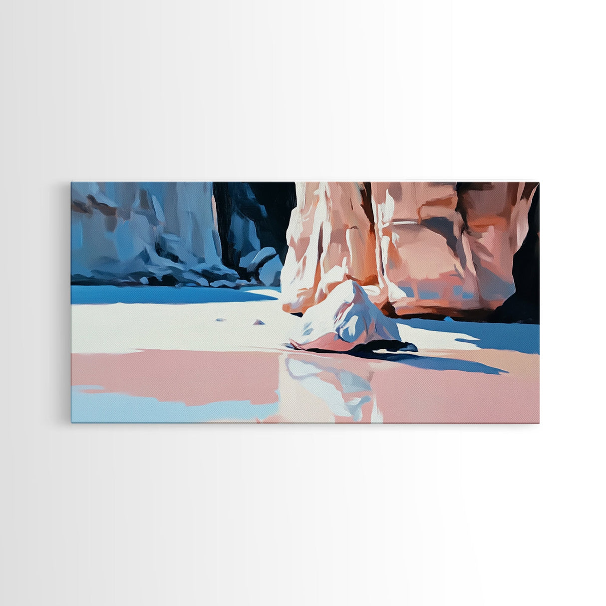 Canyon Reflection, Nature Wall Art, Modern Landscape Art, Neutral Earth Tones, Boho Aesthetic, Framed Canvas Print, Living Room Decor