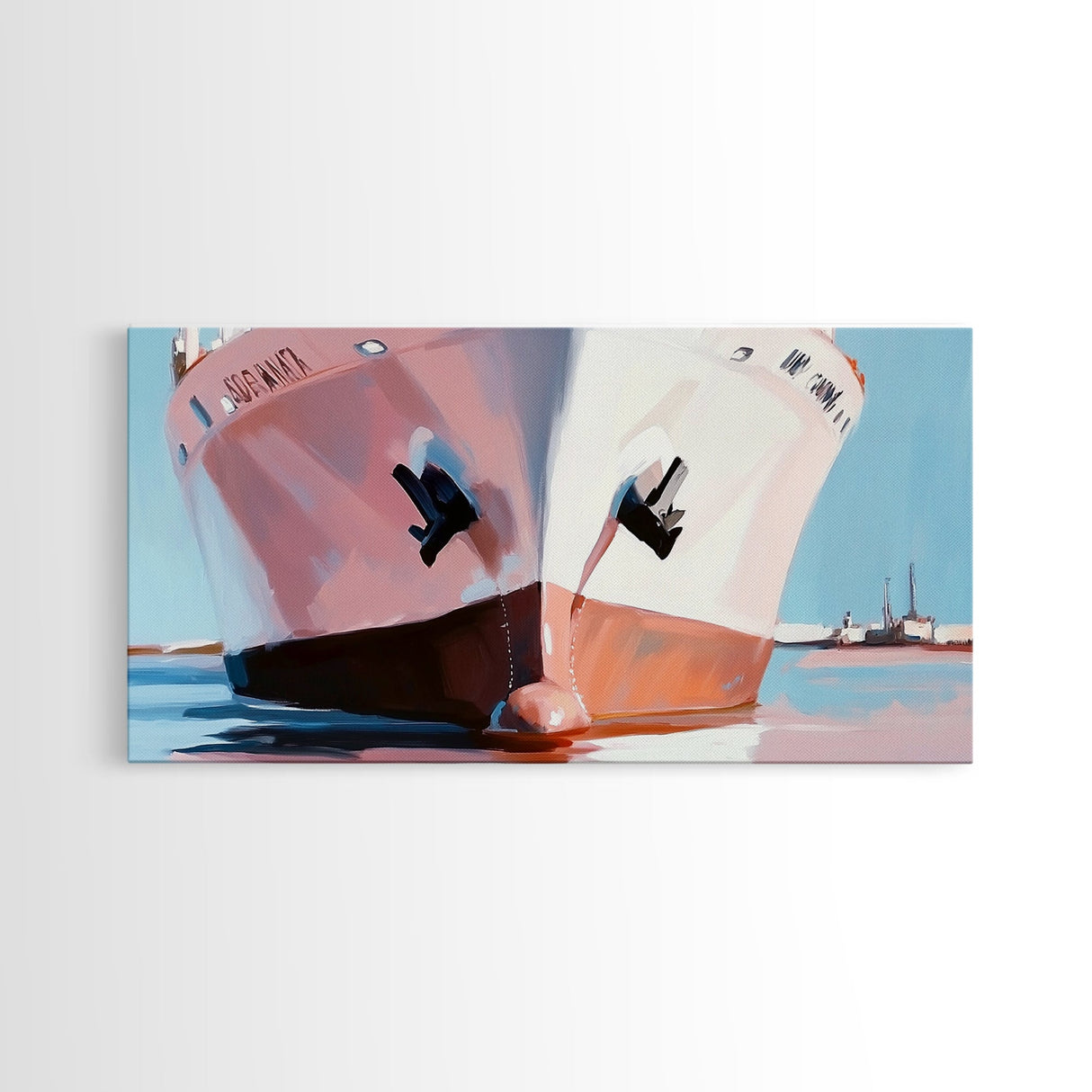 Cargo Ship, Nautical Wall Art, Coastal Decor, Modern Maritime Print, Minimalist Ocean Art, Framed Canvas Print, Office or Living Room Decor