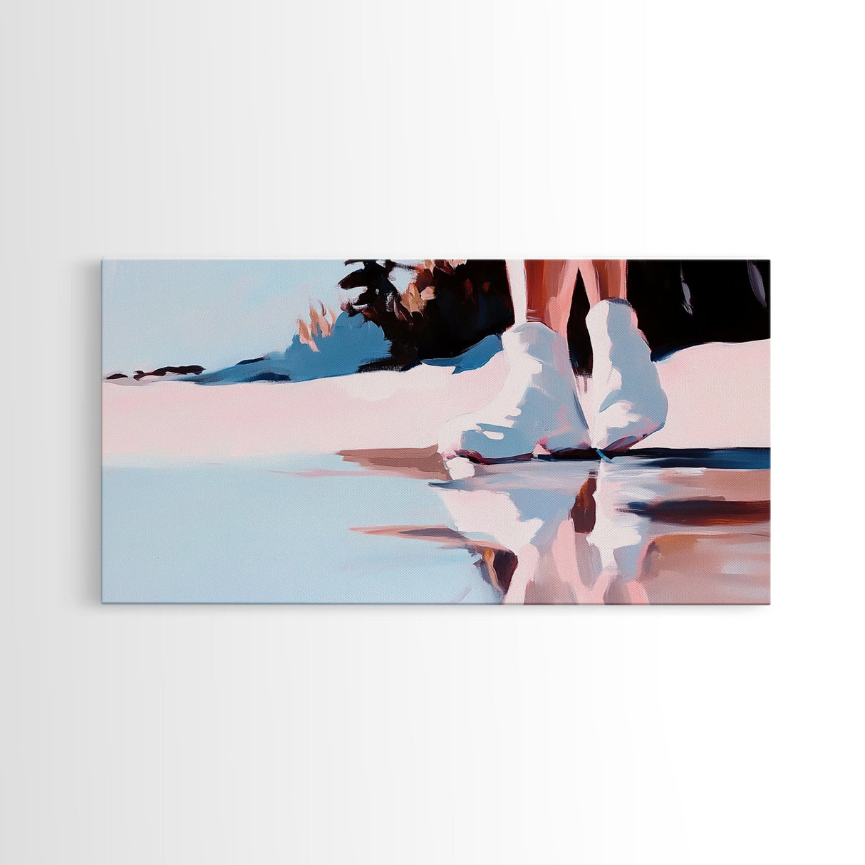 White Boots, Fashion Photography Art, Reflection Aesthetic, Minimalist Boho Print, Soft Pastel Colors, Framed Canvas Print, Bedroom Art