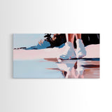 White Boots, Fashion Photography Art, Reflection Aesthetic, Minimalist Boho Print, Soft Pastel Colors, Framed Canvas Print, Bedroom Art