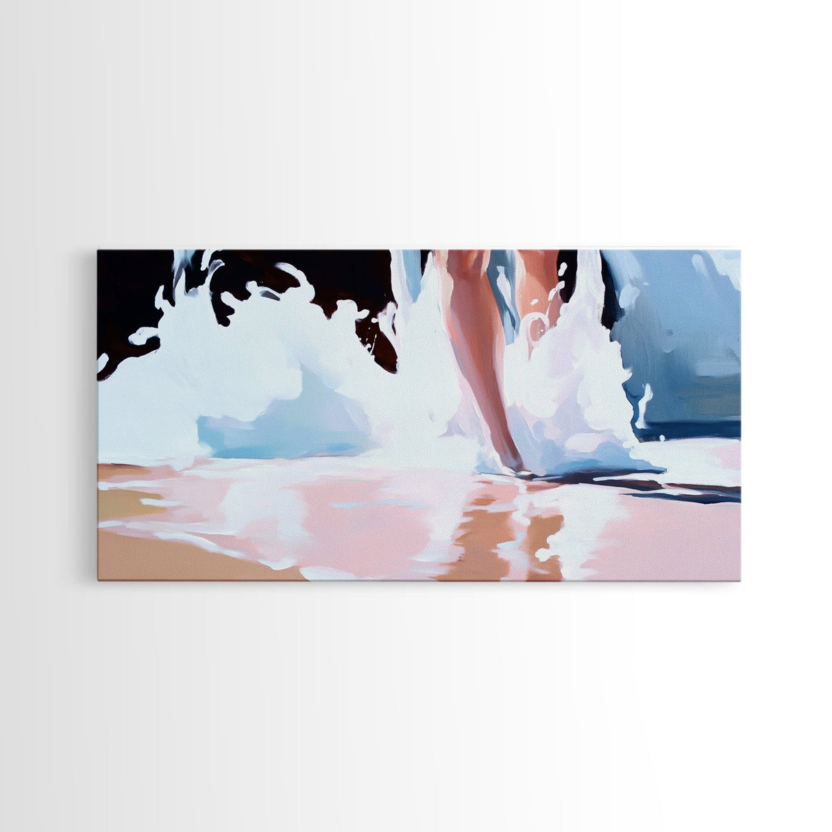 Splashing Waves, Water Reflections, Summer Art, Canvas Print, Beach Wall Decor, Coastal Home Art, Living Room Painting, Blue Seascape