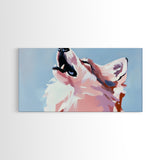 Howling Wolf, Wildlife Art, Nature Print, Blue Sky, Framed Canvas Print, Rustic Wall Art, Lodge Decor, Animal Lover Gift