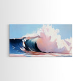 Ocean Wave, Surf Art, Beach Vibes, Coastal Decor, Framed Canvas Print, Modern Seascape, Blue and Pink Wave Art, Contemporary Wall Art